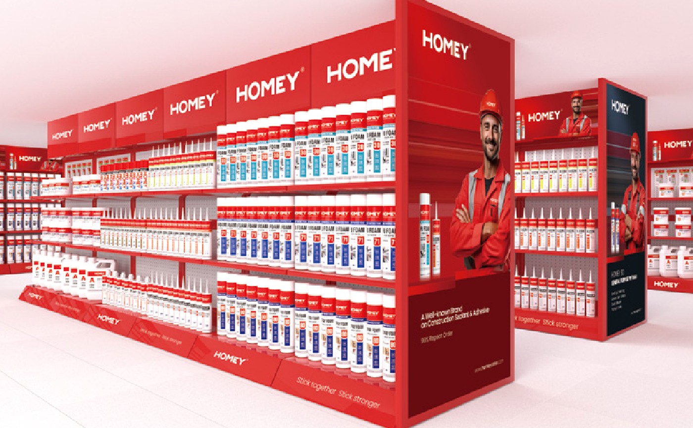 HOMEY branded retail display shelf
