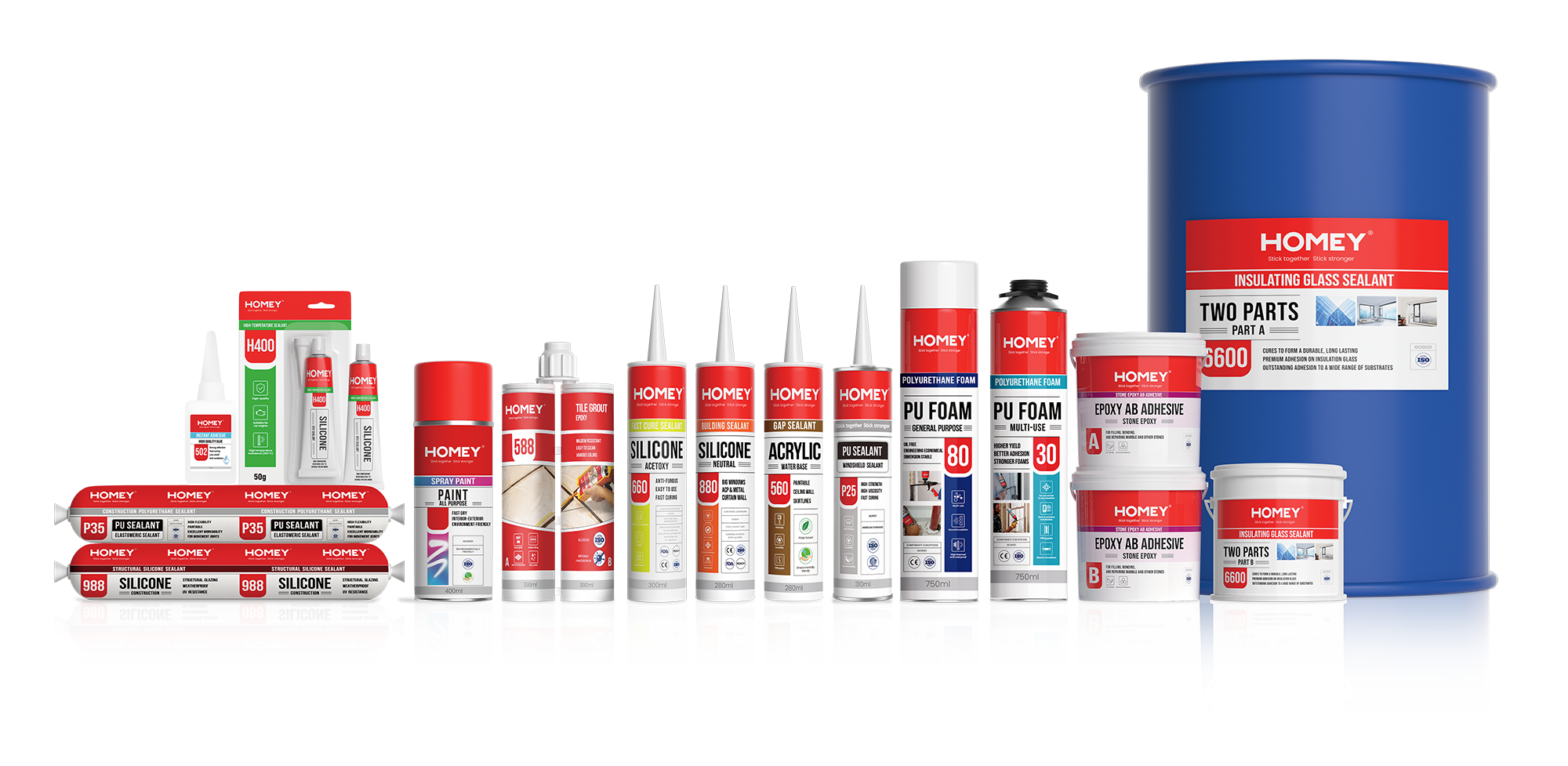 HOMEY construction sealants adhesives and PU foam product range